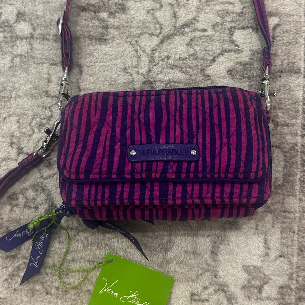 Vera Bradley Fuchsia and Deep Purple Zebra-Striped Crossbody Bag